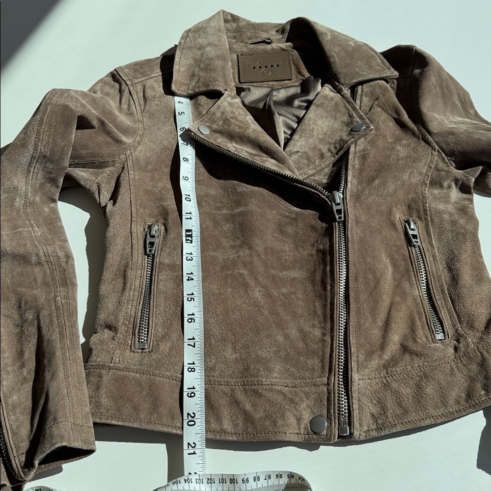 Blank NYC Taupe Light Brown Leather Moto suede Jacket size Small - Picture 13 of 13